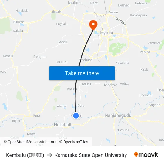 Kembalu (ಕೆಂಬಳು) to Karnataka State Open University map