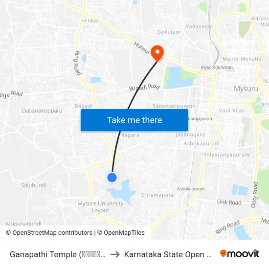 Ganapathi Temple (ಗಣಪತಿ ದೇವಸ್ಥಾನ) to Karnataka State Open University map