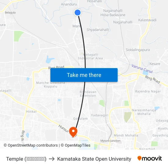 Temple (ದೇವಸ್ಥಾನ) to Karnataka State Open University map