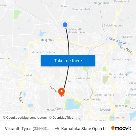 Vikranth Tyres (ವಿಕ್ರಾಂತ್ ಟೈರ‍್ಸ್) to Karnataka State Open University map