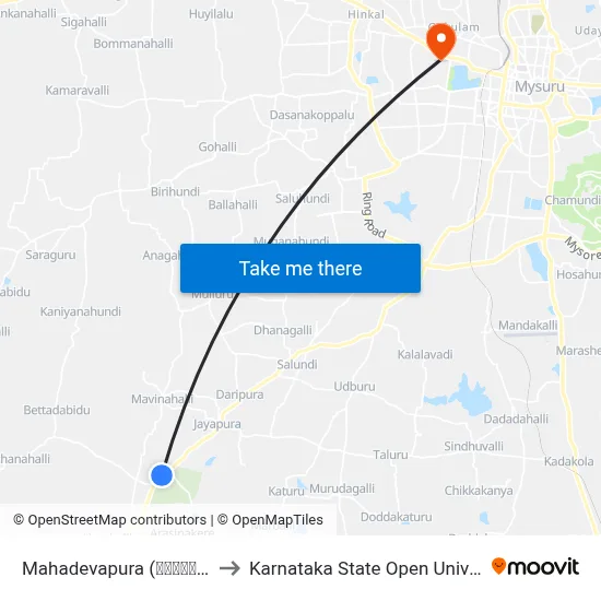 Mahadevapura (ಮಹಾದೇವಪುರ) to Karnataka State Open University map