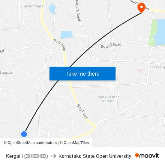 Kergalli (ಕೇರ್ಗಳ್ಳಿ) to Karnataka State Open University map
