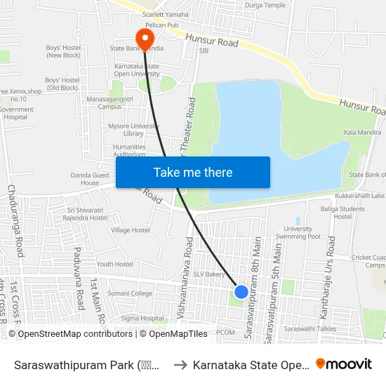 Saraswathipuram Park (ಸರಸ್ವತಿಪುರಂ ಪಾರ್ಕ್‌) to Karnataka State Open University map