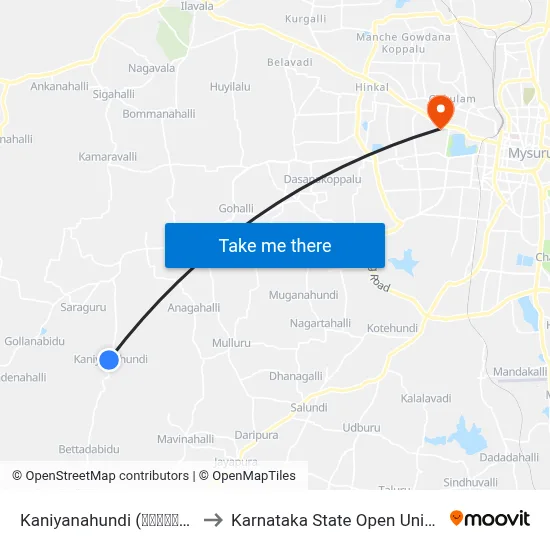 Kaniyanahundi (ಕನಿಯನಹುಂಡಿ) to Karnataka State Open University map