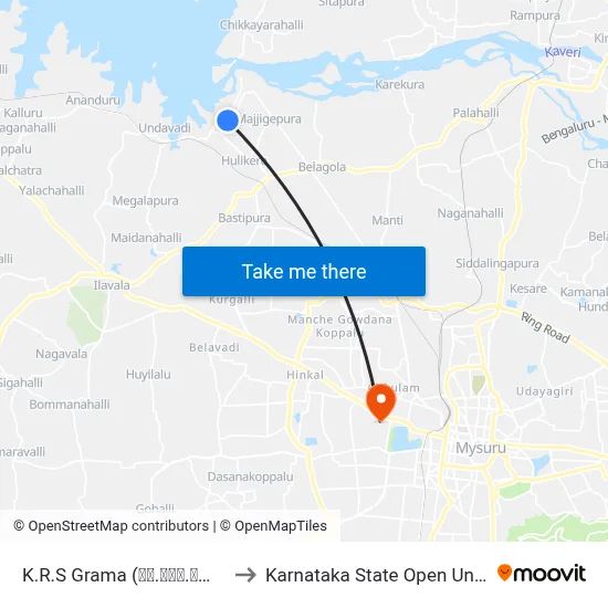 K.R.S Grama (ಕೆ.ಆರ್.ಎಸ್ ಗ್ರಾಮ) to Karnataka State Open University map