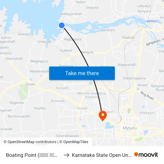 Boating Point (ದೋಣಿ ವಿಹಾರ ಸ್ಥಳ) to Karnataka State Open University map