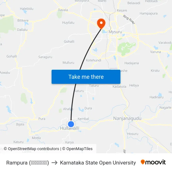 Rampura (ರಾಮ್‌ಪುರ) to Karnataka State Open University map