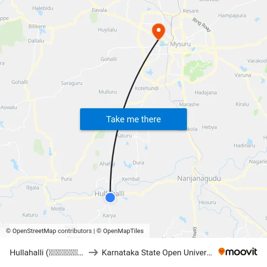 Hullahalli (ಹುಳ್ಳಹಳ್ಳಿ) to Karnataka State Open University map