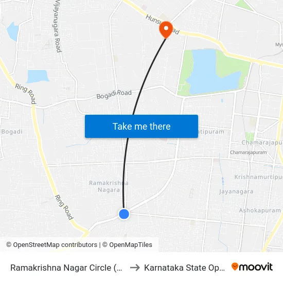 Ramakrishna Nagar Circle (ರಾಮಕೃಷ್ಣನಗರ ವೃತ್ತ) to Karnataka State Open University map