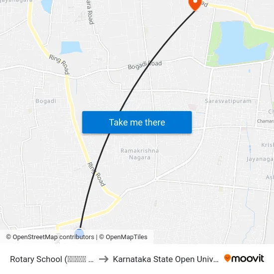 Rotary School (ರೋಟರಿ ಶಾಲೆ) to Karnataka State Open University map