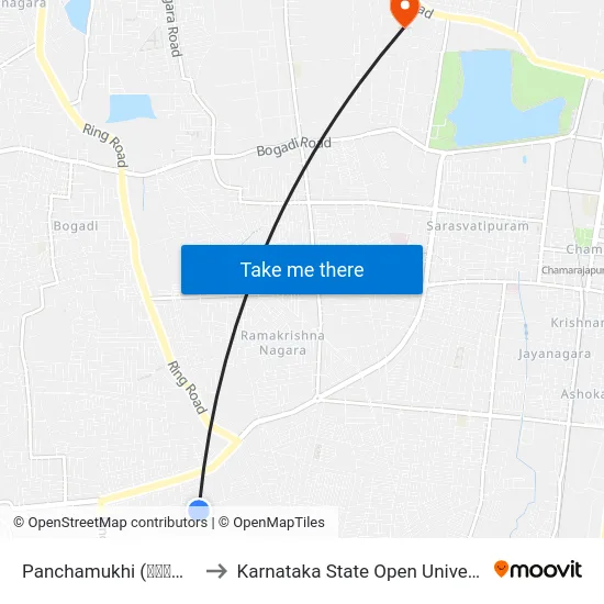 Panchamukhi (ಪಂಚಮುಖಿ) to Karnataka State Open University map