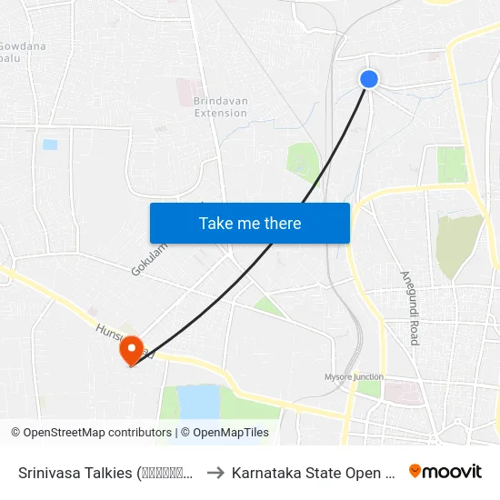 Srinivasa Talkies (ಶ್ರೀನಿವಾಸ ಟಾಕೀಸ್) to Karnataka State Open University map
