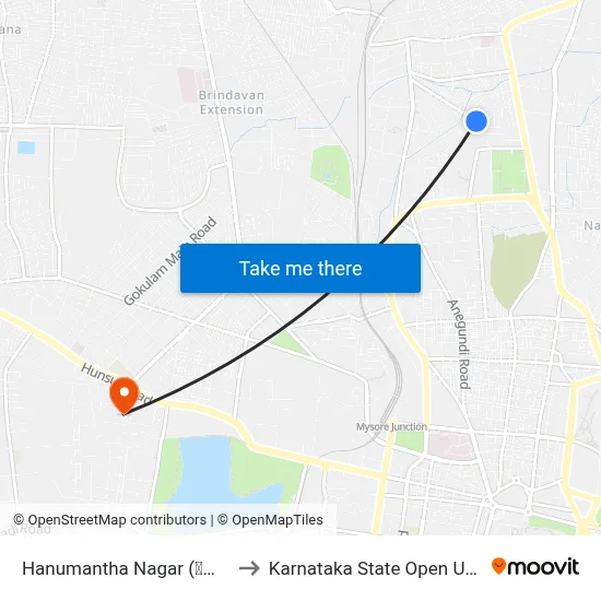 Hanumantha Nagar (ಹನುಮಂತ ನಗರ) to Karnataka State Open University map