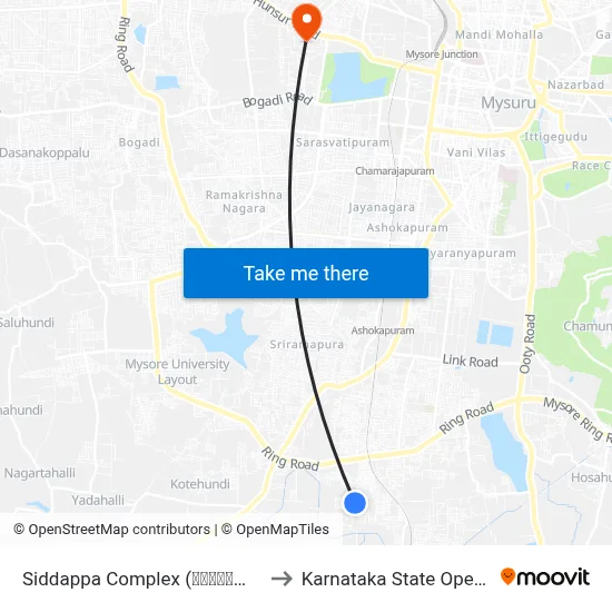 Siddappa Complex (ಸಿದ್ದಪ್ಪ ಕಾಂಪ್ಲೆಕ್ಸ್) to Karnataka State Open University map