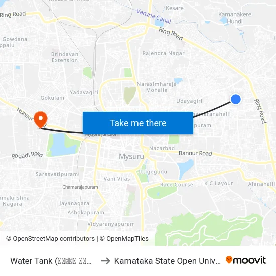 Water Tank (ವಾಟರ್ ಟ್ಯಾಂಕ್) to Karnataka State Open University map