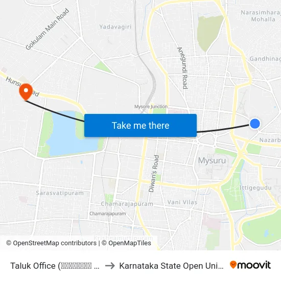 Taluk Office (ತಾಲ್ಲೂಕು ಕಛೇರಿ) to Karnataka State Open University map