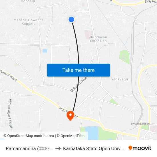 Ramamandira (ರಾಮಮಂದಿರ) to Karnataka State Open University map