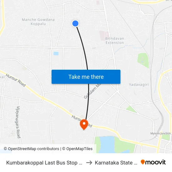 Kumbarakoppal Last Bus Stop (ಕುಂಬಾರಕೊಪ್ಪಲು ಕೊನೆಯ ಬಸ್ ನಿ.) to Karnataka State Open University map
