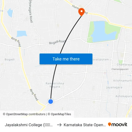 Jayalakshmi College (ಜಯಲಕ್ಷ್ಮೀ ಕಾಲೇಜು) to Karnataka State Open University map