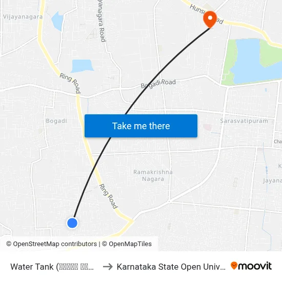 Water Tank (ವಾಟರ್‌ ಟ್ಯಾಂಕ್) to Karnataka State Open University map