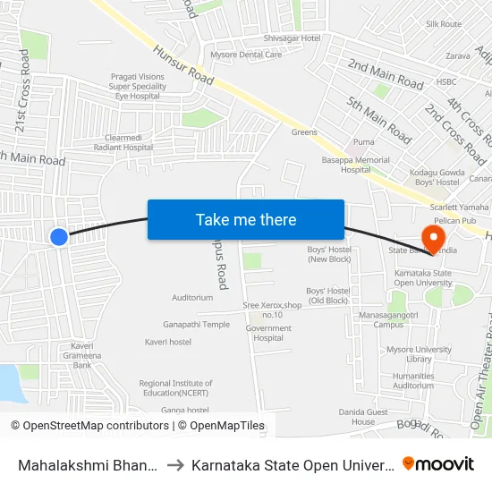 Mahalakshmi Bhandar to Karnataka State Open University map