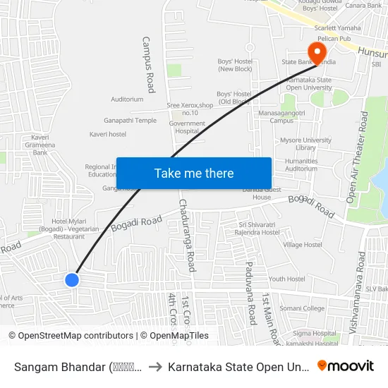 Sangam Bhandar (ಸಂಗಮ ಭಂಡಾರ) to Karnataka State Open University map