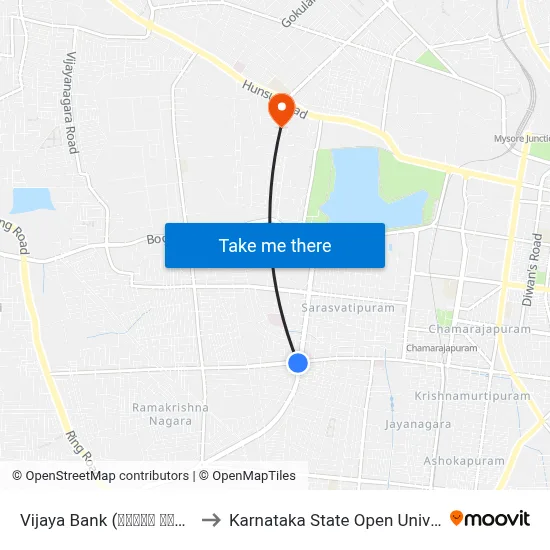 Vijaya Bank (ವಿಜಯಾ ಬ್ಯಾಂಕ್) to Karnataka State Open University map