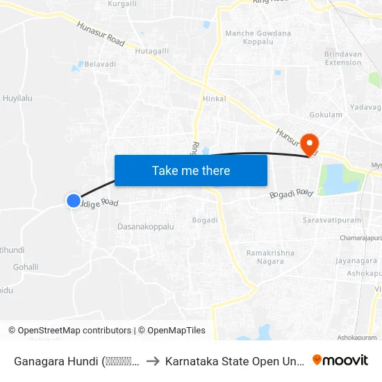 Ganagara Hundi (ಗಾಣಗರ ಹುಂಡಿ) to Karnataka State Open University map