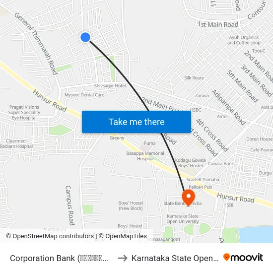 Corporation Bank (ಕಾರ್ಪೊರೇಷನ್ ಬ್ಯಾಂಕ್) to Karnataka State Open University map