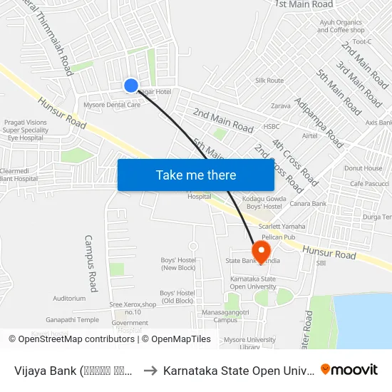 Vijaya Bank (ವಿಜಯಾ ಬ್ಯಾಂಕ್) to Karnataka State Open University map
