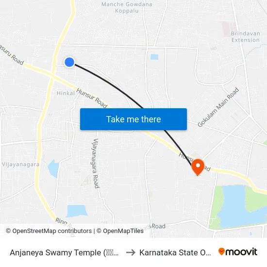 Anjaneya Swamy Temple (ಆಂಜನೇಯ ಸ್ವಾಮಿ ದೇವಸ್ಥಾನ) to Karnataka State Open University map