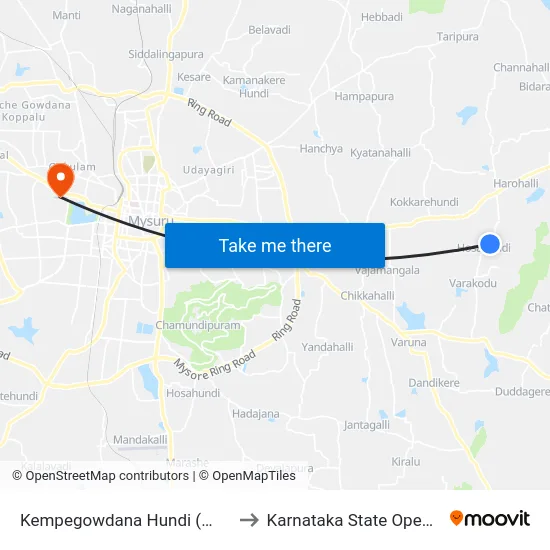 Kempegowdana Hundi (ಕೆಂಪೇಗೌಡನಹುಂಡಿ) to Karnataka State Open University map