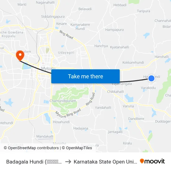 Badagala Hundi (ಬಾಡಗಲ ಹುಂಡಿ) to Karnataka State Open University map