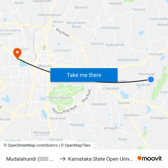 Mudalahundi (ಮೂಡಲ ಹುಂಡಿ) to Karnataka State Open University map