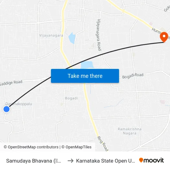 Samudaya Bhavana (ಸಮುದಾಯ ಭವನ) to Karnataka State Open University map