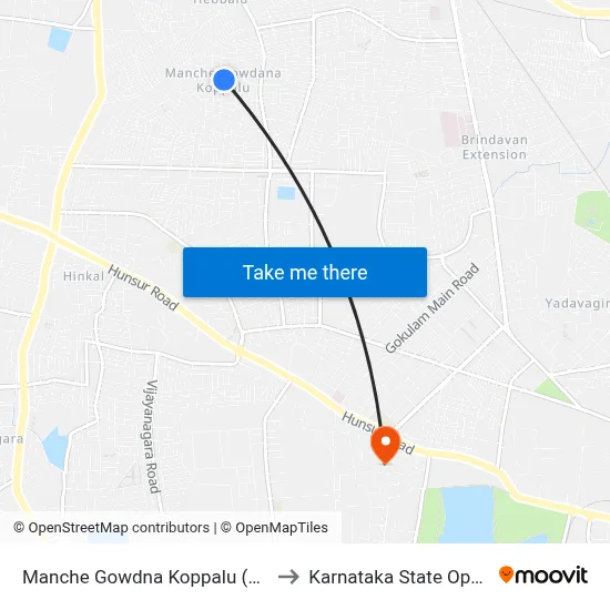 Manche Gowdna Koppalu (ಮಂಚೇ ಗೌಡನ ಕೊಪ್ಪಲು) to Karnataka State Open University map