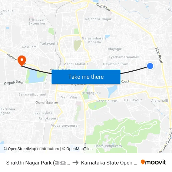 Shakthi Nagar Park (ಶಕ್ತಿನಗರ ಪಾರ್ಕ್‌) to Karnataka State Open University map