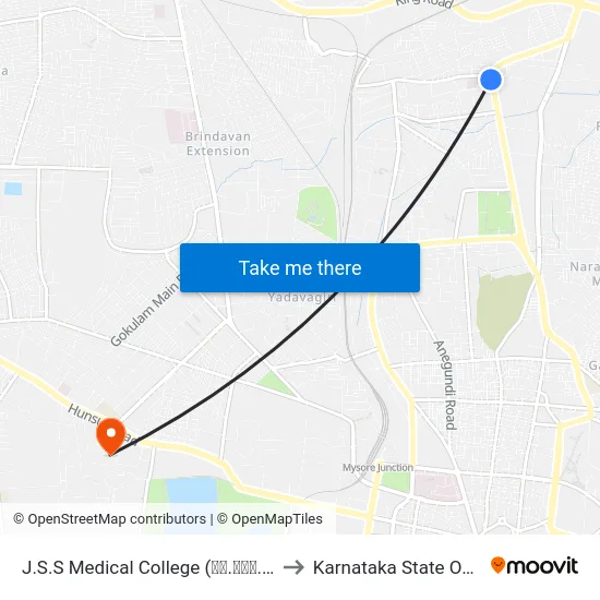 J.S.S Medical College (ಜೆ.ಎಸ್.ಎಸ್ ವೈದ್ಯಕೀಯ ಕಾಲೇಜು) to Karnataka State Open University map