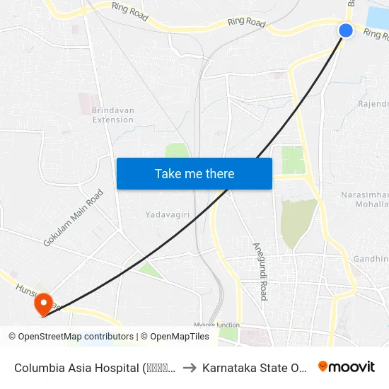 Columbia Asia Hospital (ಕೊಲಂಬಿಯಾ ಏಷ್ಯಾ ಆಸ್ಪತ್ರೆ) to Karnataka State Open University map