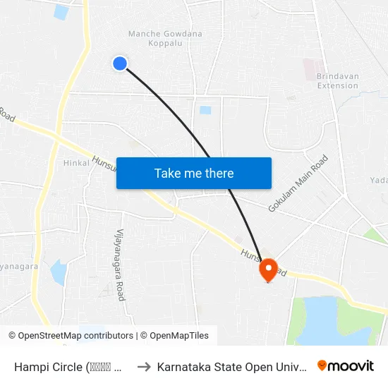 Hampi Circle (ಹಂಪಿ ವೃತ್ತ) to Karnataka State Open University map