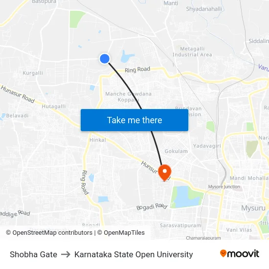 Shobha Gate to Karnataka State Open University map