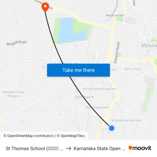 St Thomas School (ಸೆಂಟ್ ಥಾಮಸ್ ಶಾಲೆ) to Karnataka State Open University map