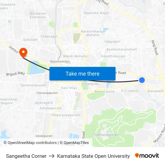Sangeetha Corner to Karnataka State Open University map
