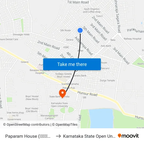 Paparam House (ಪಾಪಾರಾಮ್‌ ಮನೆ) to Karnataka State Open University map