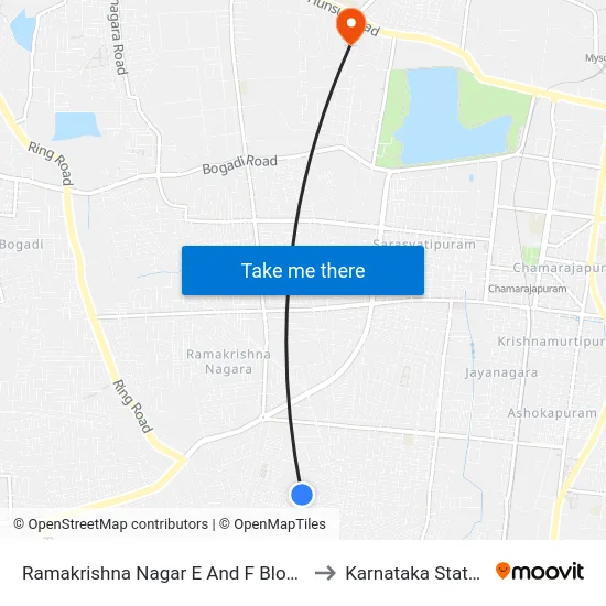 Ramakrishna Nagar E And F Block (ರಾಮಕೃಷ್ಣನಗರ ಇ ಮತ್ತು ಎಫ್ ಬ್ಲಾಕ್) to Karnataka State Open University map