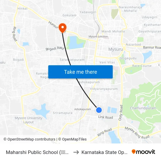 Maharshi Public School (ಮಹರ್ಷಿ ಪಬ್ಲಿಕ್ ಶಾಲೆ) to Karnataka State Open University map