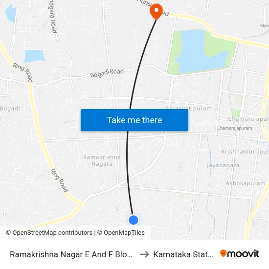 Ramakrishna Nagar E And F Block (ರಾಮಕೃಷ್ಣನಗರ ಇ ಮತ್ತು ಎಫ್ ಬ್ಲಾಕ್) to Karnataka State Open University map