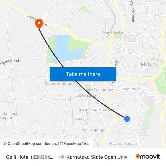 Galli Hotel (ಗಲ್ಲಿ ಹೋಟೆಲ್) to Karnataka State Open University map
