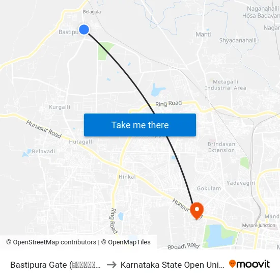 Bastipura Gate (ಬಸತಿಪುರ ಗೇಟ್) to Karnataka State Open University map