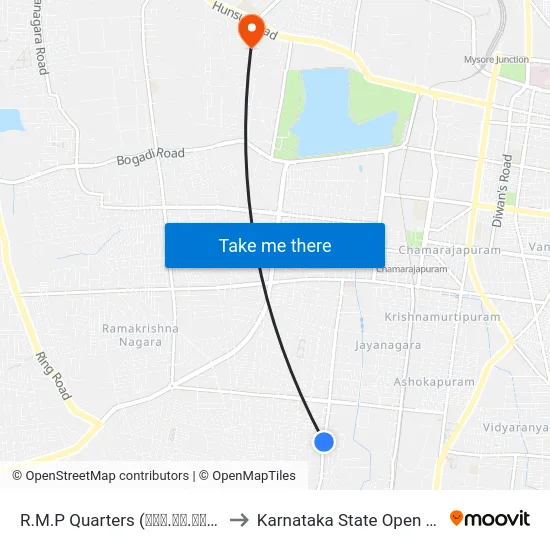 R.M.P Quarters (ಆರ್.ಎಂ.ಪಿ ಕ್ವಾಟರ‍್ಸ್) to Karnataka State Open University map